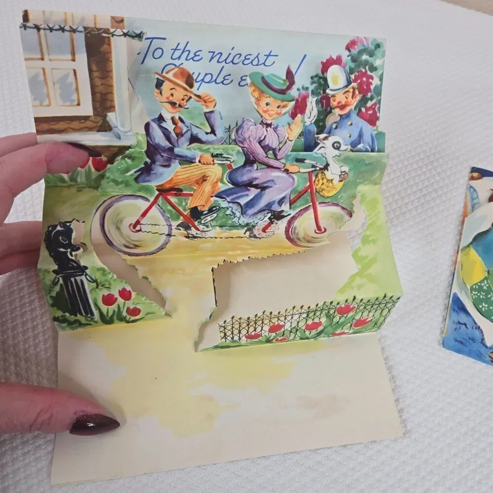 Vintage 40s Surprise Humorous Greetings Pop-Up Cards Lot Of 3